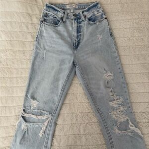Abercrombie & Fitch Light Blue Distressed Straight Leg Jeans